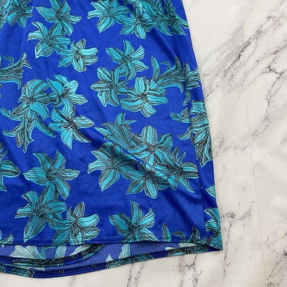 Jantzen Womens Vintage Swim Cover Up Skirt Size L Blue Teal Tropical Floral Wrap - Picture 9 of 10